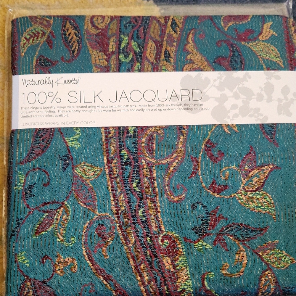 Naturally Knotty Teal Silk Jacquard Scarf